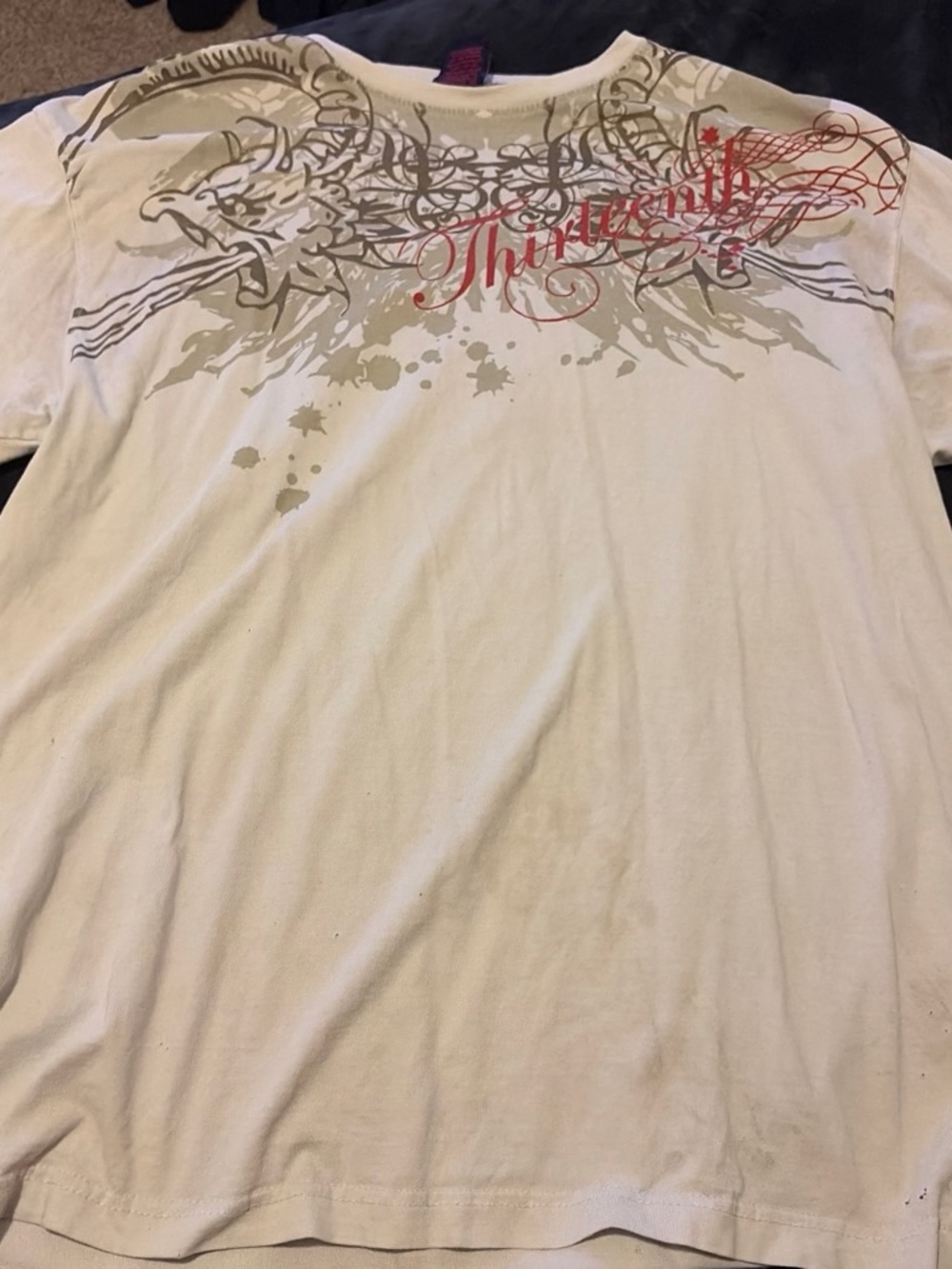 White Graphic Men's T-Shirt with Ornamental Print